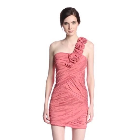 BCBG‎ Evangeline Dress One Shoulder in Coral Reef - Picture 1 of 11